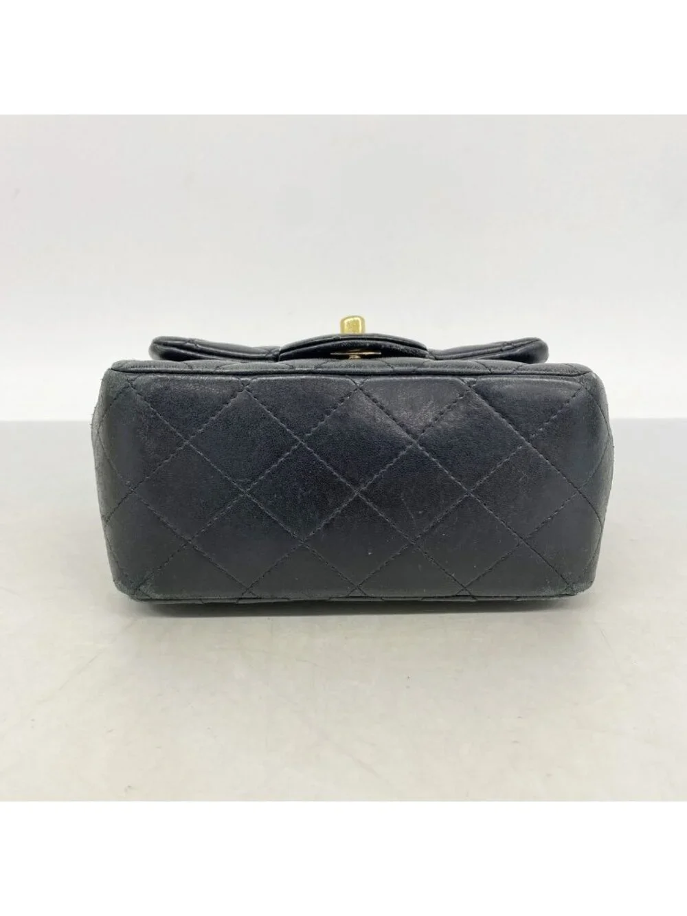 Chanel Shoulder Bag Mini Quilted Lambskin Black Gold